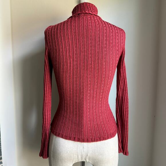 Venus Red Ribbed Knit Turtleneck Sweater – Women’s Small Made in USA - Picture 4 of 5